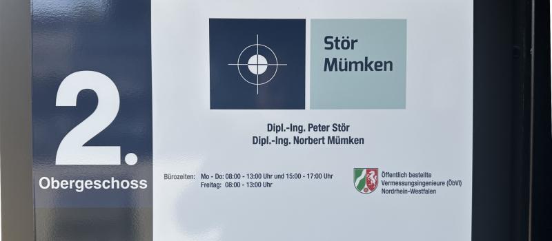Türschild vom Vermessungsbüro Stör & Mümken in Lippstadt